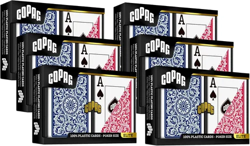 Miniatura 10 de Copag 1546 Design - Juego de cartas 100% de plástico, tamaño de póquer (estándar) rojo/azul (índice jumbo, 1 juego)