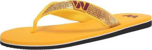 FOCO Womens NFL Team Logo Sequin Strap Sandals Flip Flops