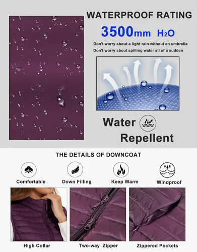 Miniatura 5 de Chaleco largo acolchado para mujer, chaleco de plumón ligero de invierno, chaleco negro para mujer, ropa de exterior, chaqueta sin mangas