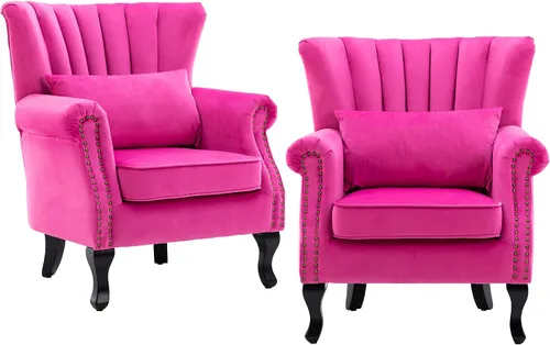 Miniatura 23 de CHAIRUS - Silla decorativa moderna de mediados de siglo con respaldo de canal, cómoda silla de sofá individual, silla con reposabrazos y almohada