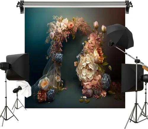 Kate Telón de fondo de fotos con arco de flores, decoración romántica de hilo para boda, recepción, fiesta de cumpleaños, tela impresa sin costuras,