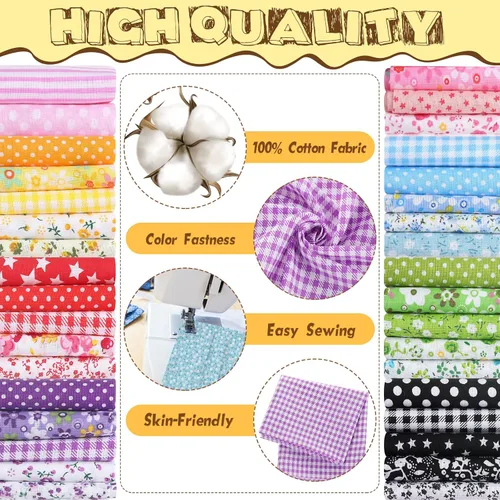 Miniatura 3 de Macarrie 35 piezas de tela de retazos de tela 100% algodón para coser acolchados, paquetes de cuadrados estampados florales, suministros de costura