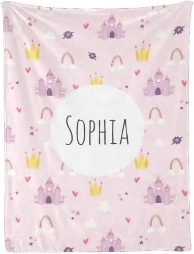 Miniatura 23 de Mantas de bebé personalizadas con nombre, mantas de bebé personalizadas para niñas, regalos de bebé, manta personalizada con corona de princesa