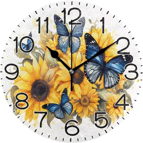 Miniatura 8 de ALAZA Reloj de pared con diseño de pájaros en rama, funciona con pilas, silencioso, de cuarzo, analógico, rústico, estilo rural, redondo, decoración