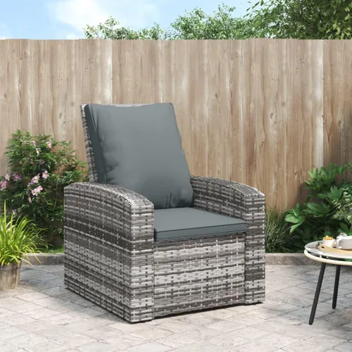 Patio Reclining Chair with Cushions Gray Poly Rattan Outdoor Patio Outdoor Dining Chairs Sillas para Comedor Garden Chair for Terrace Living Room