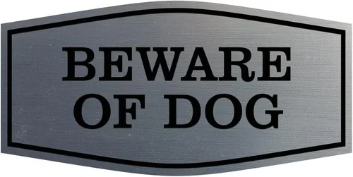 Miniatura 41 de All Quality Fancy Beware of Dog Letrero Material duradero Señales de seguridad para el hogar Fácil de instalar (negro/oro), mediano, 1 paquete