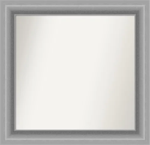 Miniatura 211 de Amanti Art Espejo de baño plateado para sobre fregadero, 26 x 26 pulgadas, espejo cuadrado de níquel pulido, marco de madera tradicional mediano, se