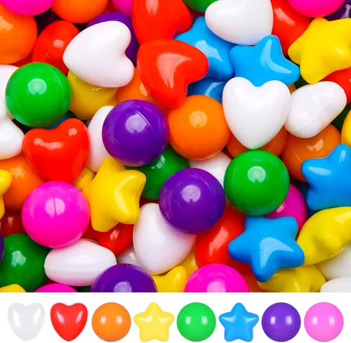 Miniatura 29 de Bolas de hoyo de TRENDPLAY en forma de estrella y corazón para niños pequeños - 50, 100, 200, 500 piezas de bolas de plástico para diversión y juego