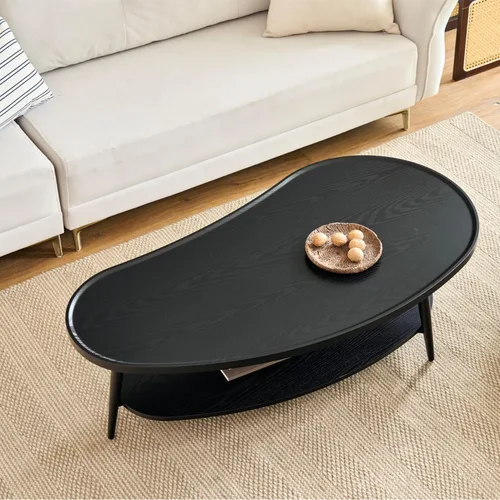 Miniatura 9 de Saint Mossi - Mesa de centro moderna para sala de estar, mesa de centro ovalada de madera de mediados de siglo, mesa central para espacios pequeños