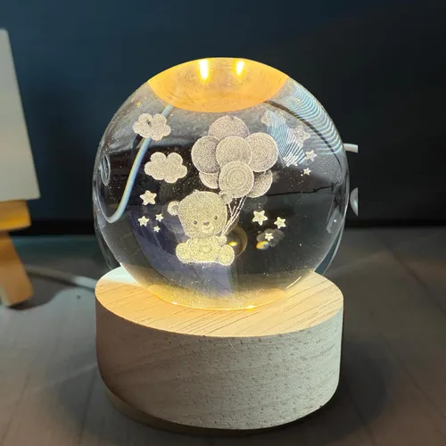 Miniatura 7 de C&M Luz nocturna de bola de cristal cósmico 3D, lámpara de figura de planeta cósmico, bola de cristal decorativa, pisapapeles, decoración