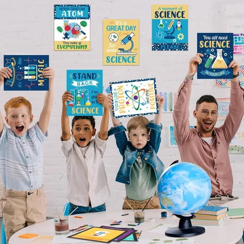 Miniatura 5 de Zonon Juego de 10 carteles de decoración de aula de ciencias y póster para profesores, científicos, tablón de anuncios, pósteres de laboratorio