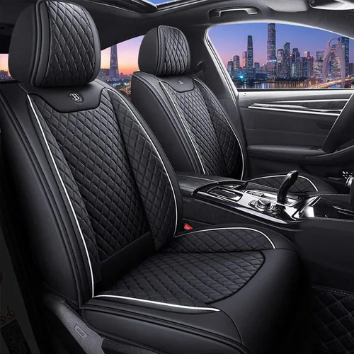 Fundas de asiento de coche para 1 Series 114 116 118 123 125 140 5seat Front Rear Row PU cuero impermeable protector de asiento de coche negro