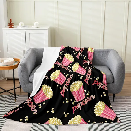 Miniatura 20 de Manta de felpa con diseño de palomitas de maíz, para niños, niñas, adolescentes, cine para todas las estaciones, manta de cama transpirable a