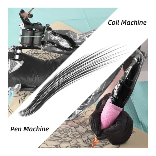 Miniatura 4 de ATOMUS 100 fundas de cordón con clip de tatuaje con 2 piezas de vendaje autoadhesivo, bolsas de plástico desechables, bolsa para bolígrafo