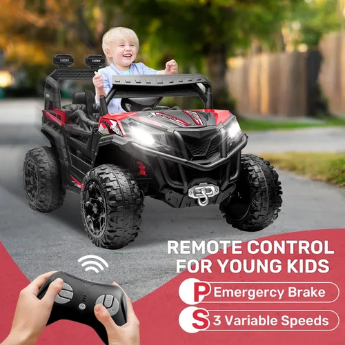 Miniatura 5 de ANPABO Juguetes de paseo de 24 V para niños grandes con control remoto, motores de 4 x 75 W, máximo 4.5 MPH, conmutable 4WD/2WD, 4 amortiguadores