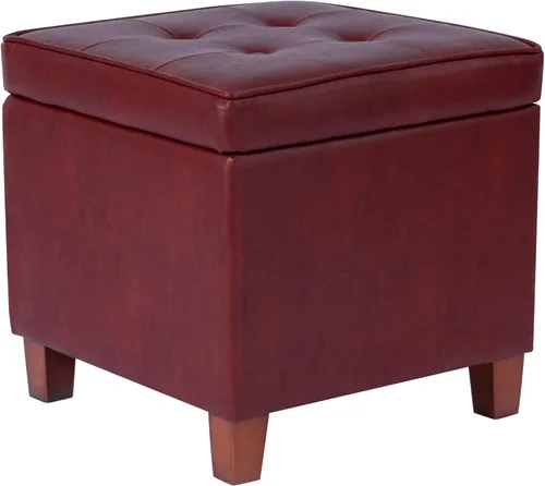 Miniatura 15 de Homepop Decoración del hogar K7342-F2067 Otomana clásica cuadrada de almacenamiento con tapa desmontable Otomana con almacenamiento para sala