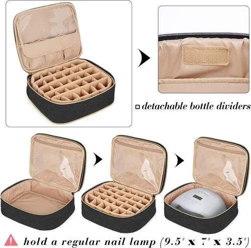 Miniatura 3 de LUXJA Organizador de esmalte de uñas desmontable de 2 capas, 60 botellas, Negro