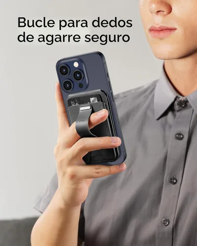 Miniatura 6 de ESR Soporte para cartera MagSafe con agarre, bloqueo RFID, anillo MagSafe incluido, 5 tarjetas para funda de teléfono, cartera magnética para iPhone