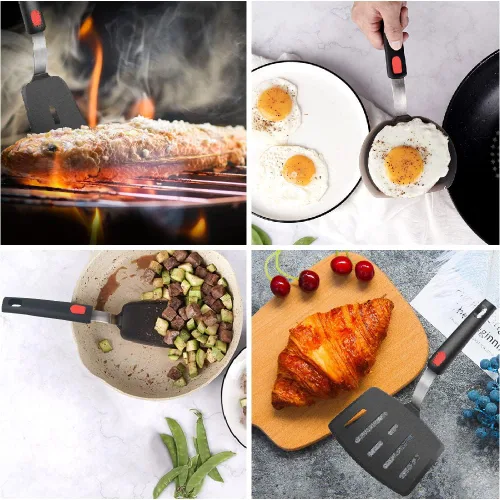 Miniatura 6 de Juego de 4 Espátulas Volteadoras de Silicona, Wiztoynia Espátulas de Cocina Resistentes al Calor 600°F para Utensilios de Cocina Antiadherentes