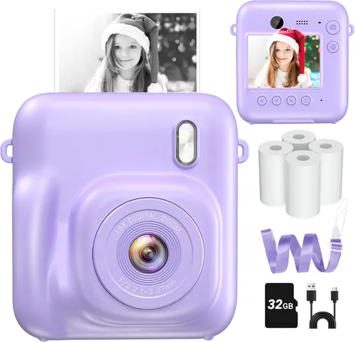 Miniatura 9 de Instant Camera, 1080P Kids Camera for Girls Boys Christmas Birthday Gifts, Dual-Lens Instant Print Digital Cameras for Kids Teens Toddle, 4 Rolls