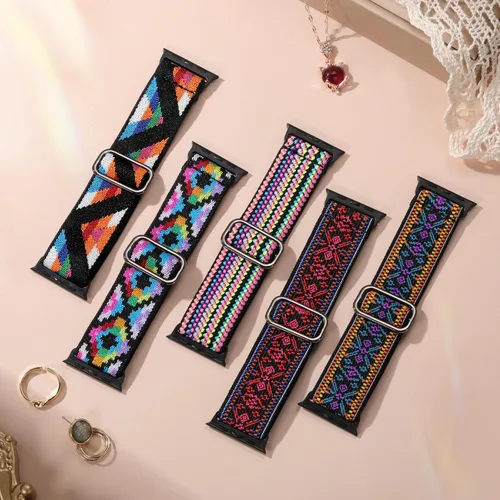 Miniatura 4 de Easuny Bandas elásticas bohemias compatibles con Apple Watch de 1.5 pulgadas, 1.57 pulgadas, 1.65 pulgadas y de 1.73 pulgadas para mujeres, hombres