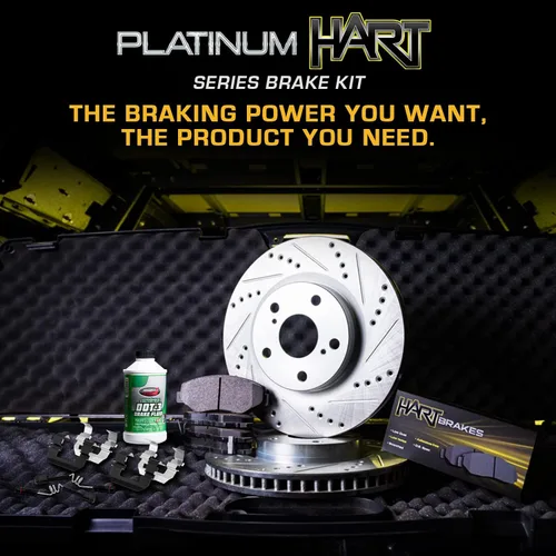Miniatura 3 de Hart Brakes Kit de frenos delanteros y rotores Pastillas de freno delantero Rotores y pastillas de freno Pastillas y rotores semimetálicos