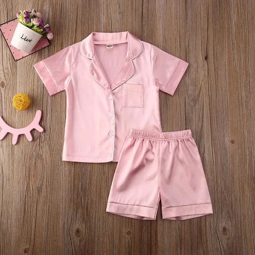 Miniatura 138 de Conjunto de pijama de manga larga con botones para niña pequeña, conjunto de ropa de dormir