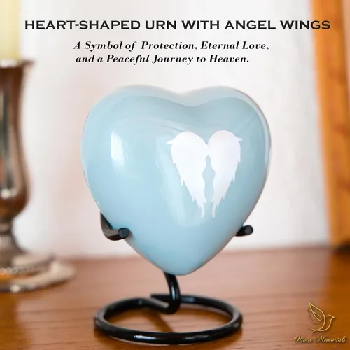 Miniatura 2 de Urna pequeña para cenizas de recuerdo para mujeres y hombres, mini urnas de corazón para cenizas humanas masculinas o femeninas, mini urnas azules