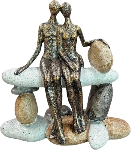 Miniatura 11 de Lescafita Figurillas Románticas de Pareja Escultura – Escultura Abstracta de Pareja en Banco de Piedra, Estatua de Decoración Moderna para el Hogar