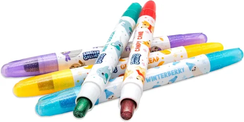 Miniatura 7 de Holiday Smelly Gellies – Palitos de colores en gel con purpurina patentada, crayones y resaltadores – 5 unidades – Regalos para niños, relleno