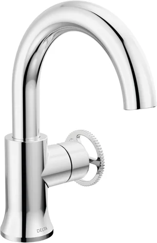 Miniatura 14 de Delta Trinsic - Grifo de baño de arco alto de 1 orificio con mango de rueda, níquel pulido, grifo de fregadero de baño de un solo agujero