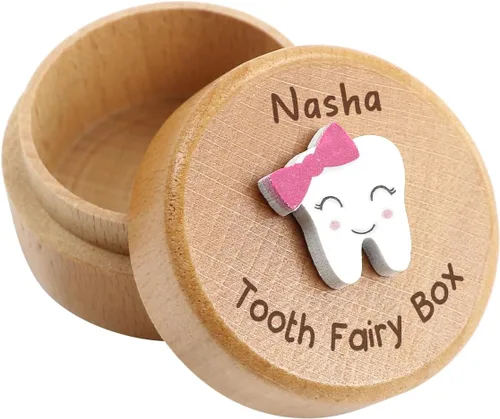 Miniatura 11 de Caja de madera de hadas de dientes para niñas y niños, bonita caja de dientes con diente 3D, almacenamiento de dientes perdidos para niños, caja