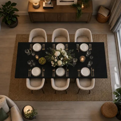 Miniatura 3 de 71 Inch Rectangular Dining Table, Wooden Kitchen Table with Sturdy Heavy Duty Legs, Modern Dining Room Furniture for 6-8 People Family Use