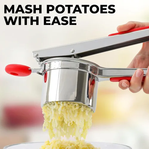 Miniatura 6 de Zulay Kitchen Premium Grande Ricer de Patatas de 15oz, Herramienta de Cocina Profesional de Acero Inoxidable Pesado Triturador y Ricer de Patatas