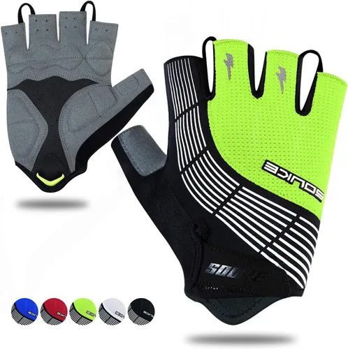 Souke Sports Guantes de ciclismo Guantes acolchados de medio dedo para bicicleta con absorción de golpes, antideslizantes, transpirables, MTB y
