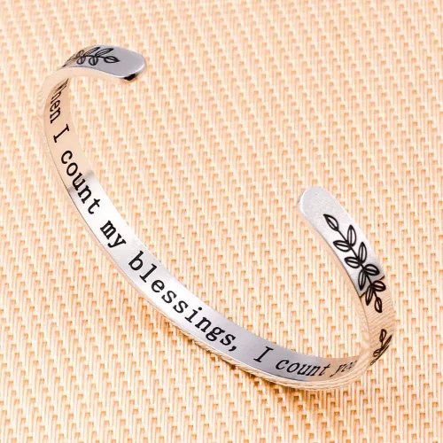 Miniatura 6 de M MOOHAM - Brazalete inspirador con cita grabada, acero inoxidable, regalo de cumpleaños, Navidad, regalo divertido para mejor amiga, hija, hijo