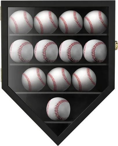 Miniatura 2 de TJ.MOREE 12 vitrinas de béisbol, soportes de béisbol para exhibición de pelotas Negro
