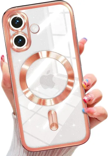 Miniatura 41 de Misscase Funda magnética compatible con iPhone 14 con purpurina y protector de lente de cámara, protección completa, compatible con MagSafe
