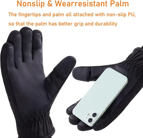 Miniatura 4 de LJCUTE Winter Fingerless Fishing Gloves for Men Women, Water Repellent & Windproof Cold Weather Touchscreen Snow & Ski Gloves for Motorcycle Skiing