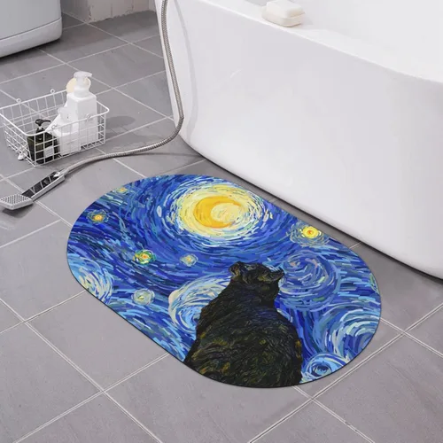 Miniatura 13 de Tapete de baño para gatos, tierra de diatomeas, súper absorbente, antideslizante, de secado rápido, tapete de baño o cocina, 16 x 24 pulgadas