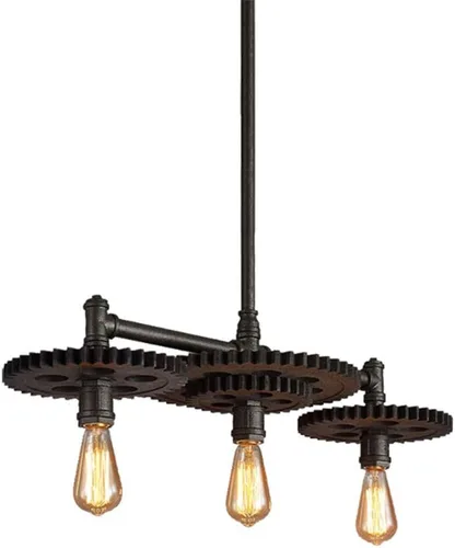 Lámpara colgante vintage estilo industrial retro metal 3 portalámparas novedad engranaje lámpara colgante con lámparas de tubo decoración interior