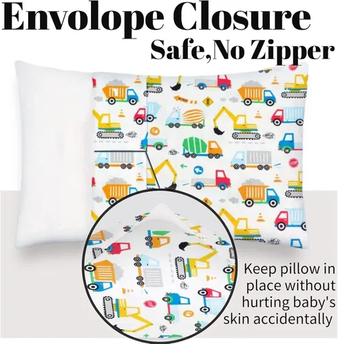 Miniatura 6 de Fundas de almohada para bebés y niños pequeños, con patrón de Trcuk, funda de almohada para niños y almohadas de viaje de 13 x 18 pulgadas, 14 x 19
