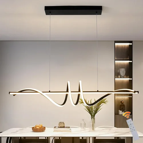 Jaycomey Lámpara LED moderna para comedor, 52 W, regulable, moderna, lineal, con control remoto, 3000K a 6500K, lámpara de techo ajustable para isla