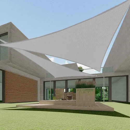 Miniatura 12 de ECOOPTS Toldo Vela Triangular de HDPE de 12'x12'x12' para Sombra Solar, Toldo para Patio Exterior Pérgola, Tela de Cobertura que Bloquea 95% UV Beige