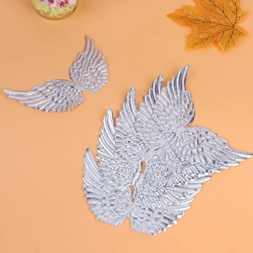 Miniatura 9 de NUOBESTY Parches bordados en forma de ala de ángel, apliques de hierro para coser en plata, para ropa, jeans, decoración de manualidades