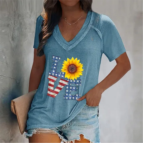 Miniatura 2 de Independence Day Shirt Ladies Casual Work Wide Sleeve Oversized Soft Crew Neck Comfortable Tops