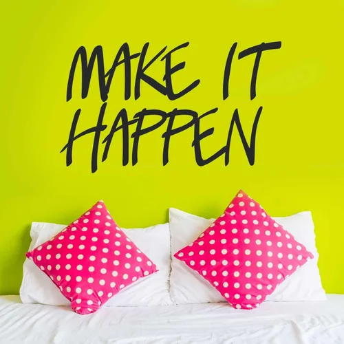 Make It Happen – Beso Cut Hello calcomanía decorativo para pared, diseño de cita by chromantics Black