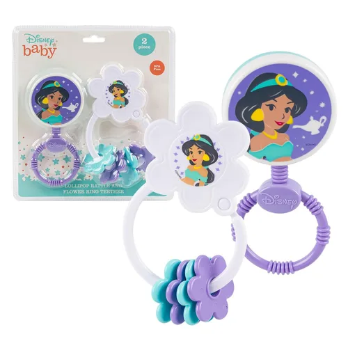 Miniatura 2 de Disney Juego de regalo de princesa para bebé, regalos de baby shower para niñas, paquete de 8 piezas esenciales para recién nacidos con sonajero