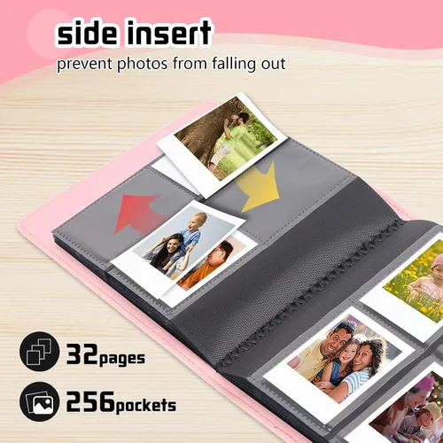 Miniatura 4 de Álbum de fotos de 256 bolsillos para cámara Polaroid Go Everything Box y película instantánea, álbum de fotos Polaroid Go (rosa)