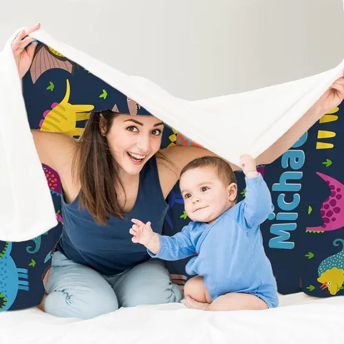 Miniatura 35 de Artsadd Manta de bebé personalizada para niños y niñas con nombre, manta personalizada con nombre de bebé con patrón de unicornio, manta